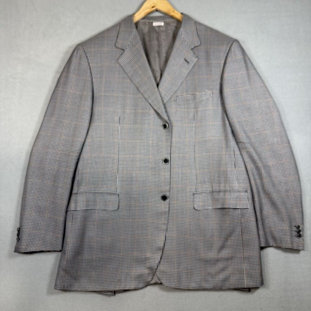 Brioni Nomentano Silk Wool Houndstooth Blazer Mens 38L IT 48L Made In Italy